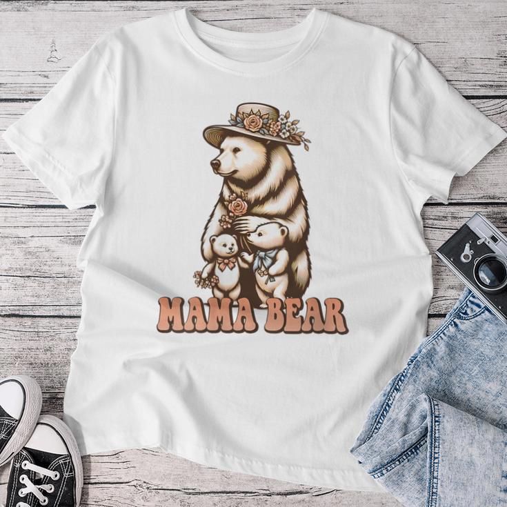 Damen Mama Bear Mom Muttertag Mit-Ausschnitt T-shirt Frauen Lustige Geschenke