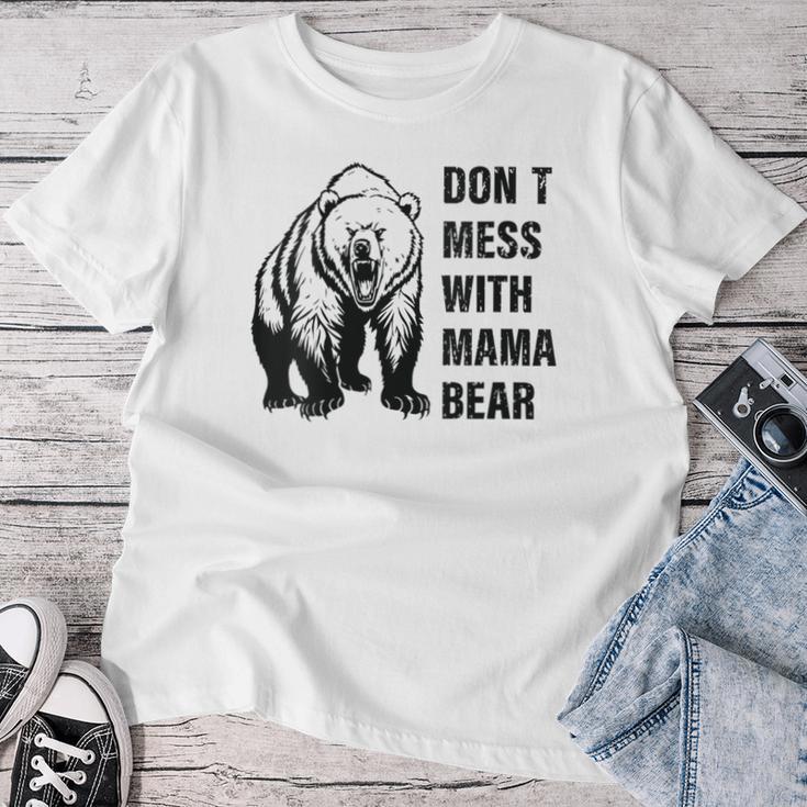 Damen Retro Don't Mess With Mama Bear Lustiger Muttertag Mit-Ausschnitt T-shirt Frauen Lustige Geschenke