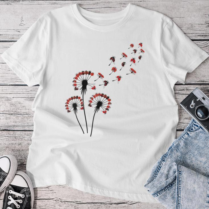 Flower Dandelion Ladybugs For Ladybug Lover Ladybug Women T-shirt Funny Gifts