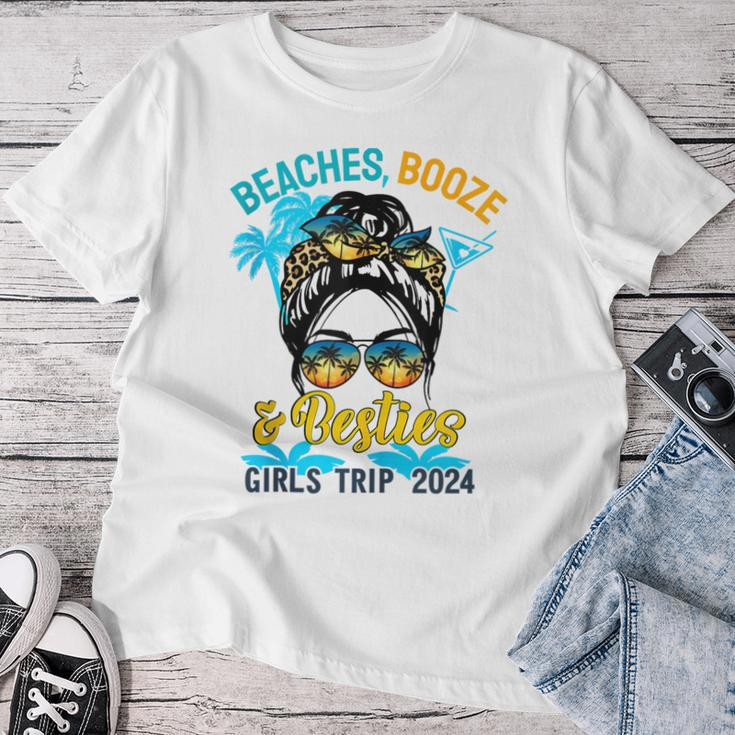 Girls Trip 2024 For Weekend Beaches Booze And Besties Women T-shirt Funny Gifts