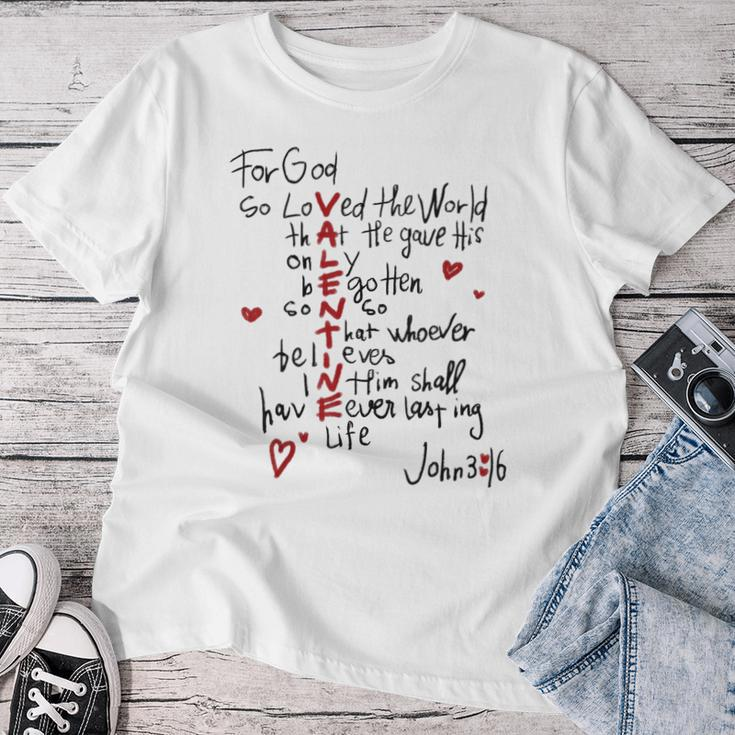 For God So Loved The World Valentine Christian Religious Women T-shirt Funny Gifts