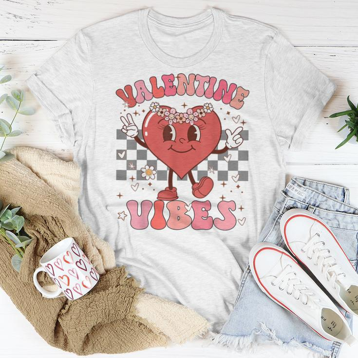 Groovy Checkered Valentine Vibes Valentines Day Girls Womens Women T-shirt Unique Gifts