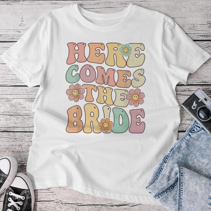 Groovy Floral Hier Kommt Die Braut T-shirt Frauen Lustige Geschenke