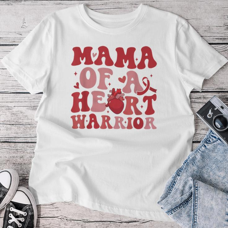 Groovy Mama Of A Heart Warrior Chd Awareness Heart Disease Women T-shirt Personalized Gifts