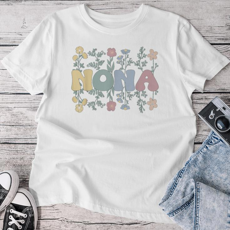Groovy Nona Grandmother Flowers Nona Grandma Women T-shirt Personalized Gifts