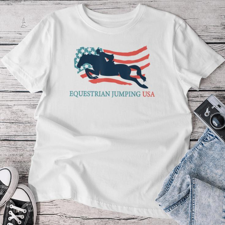 Horse Rider Equestrian Jumping Usa Team Coach American Flag Women T-shirt Personalized Gifts