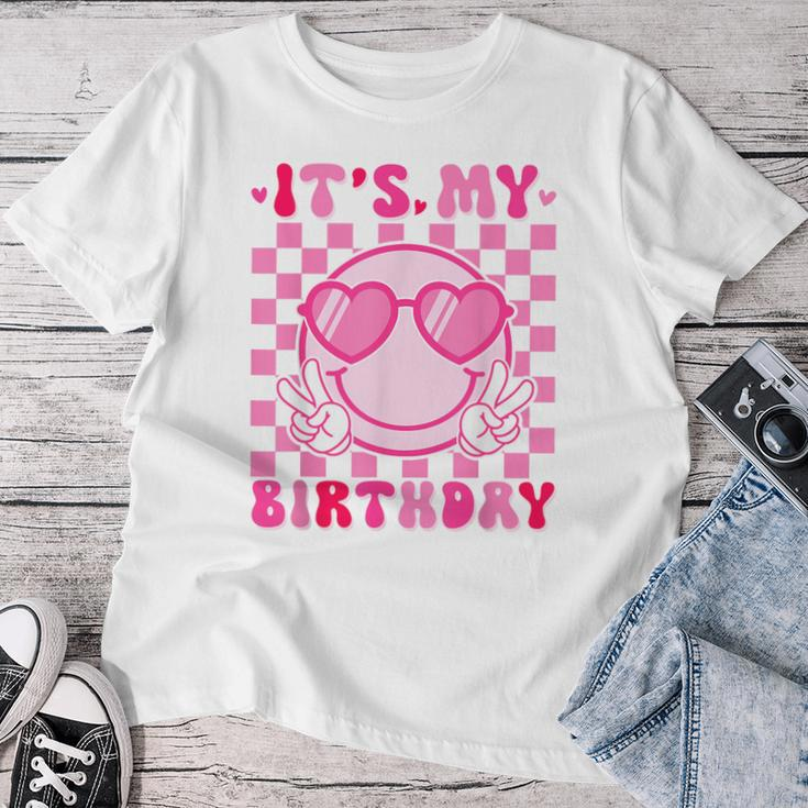 It's My Birthday Ns Girls Kid Boho Groovy Smile Face Bday Women T-shirt Personalized Gifts