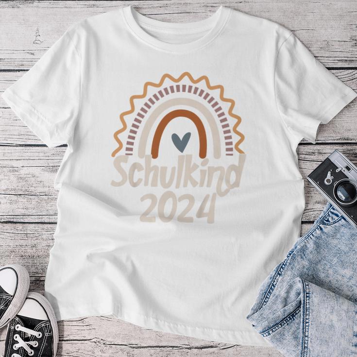 Kinder Schulkind 2024 Boho Regenbogen Einschulung Mädchen T-shirt Frauen Lustige Geschenke