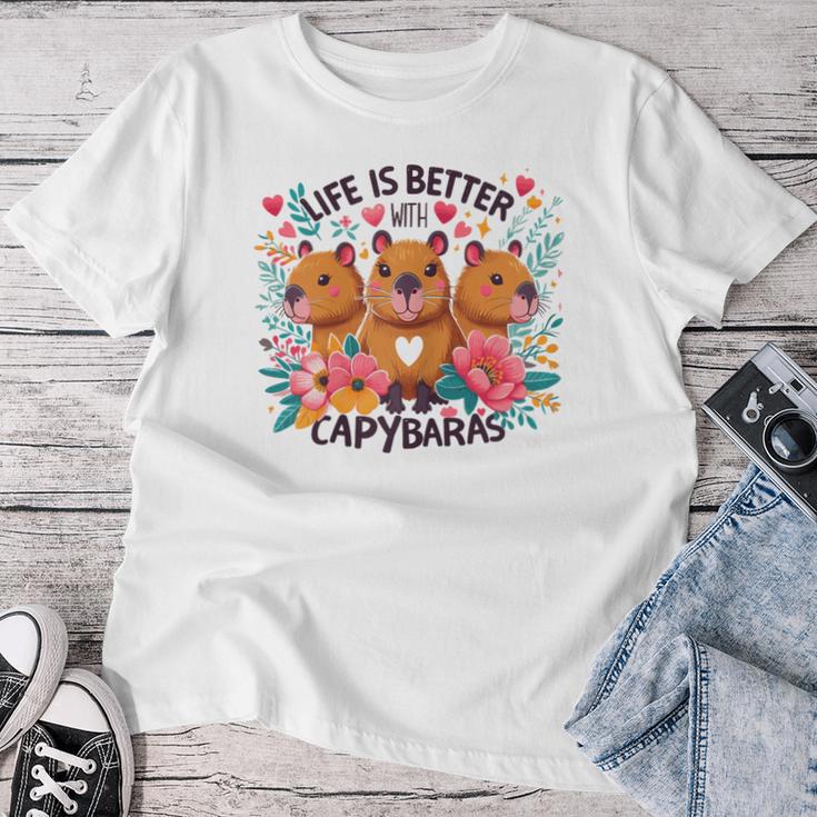 Niedliche Drei Baby Capybara Haustier Für Mädchen Damen T-shirt Frauen Lustige Geschenke