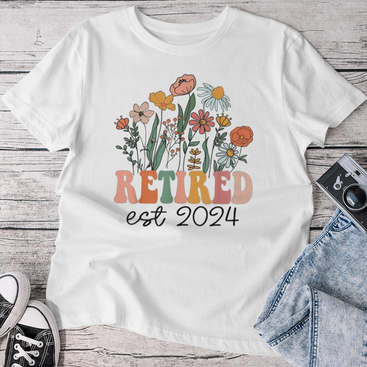 Retired 2024 Retirement For 2024 Wildflower Women T-shirt Funny Gifts