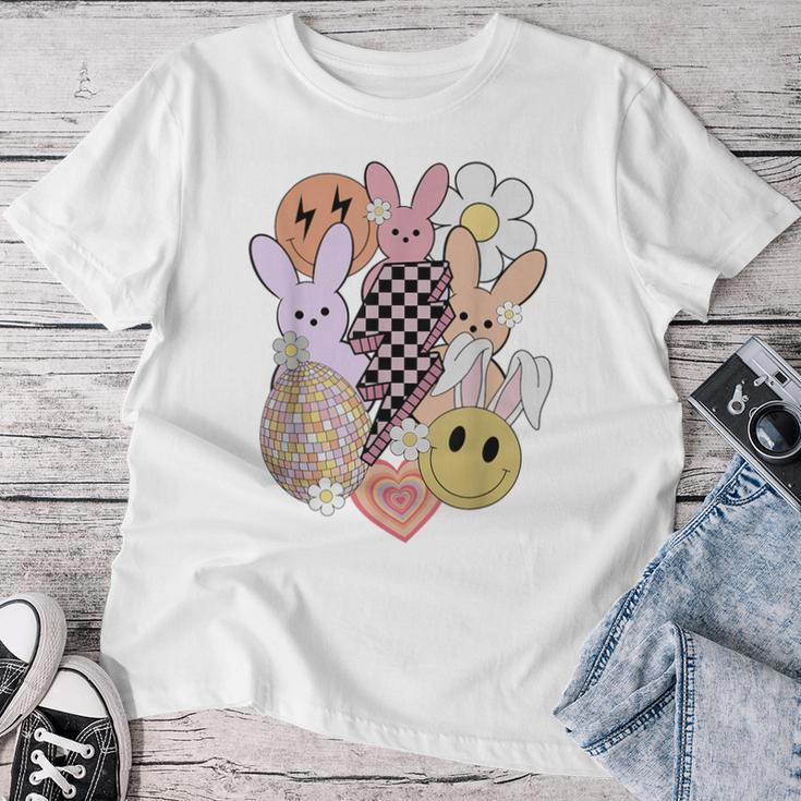 Retro Groovy Easter Vibes Smile Face Rabbit Bunny Girl Women T-shirt Unique Gifts