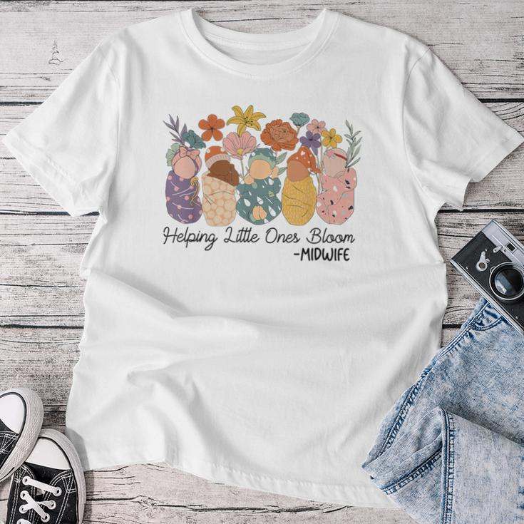 Retro Groovy Helping Little Ones Bloom Babies Flower Midwife Women T-shirt Funny Gifts