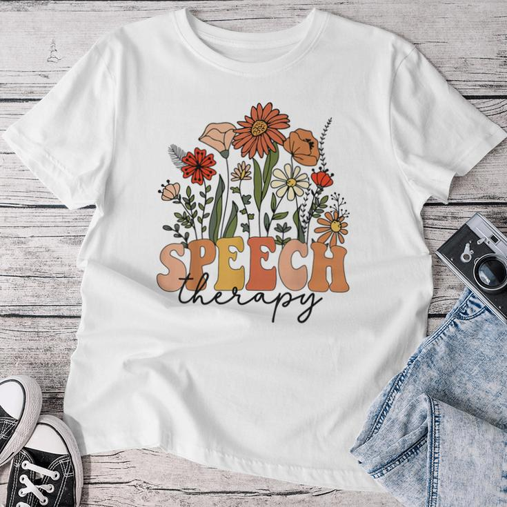 Retro Speech Therapy Flower Speech Therapist Pathologist Women T-shirt Funny Gifts