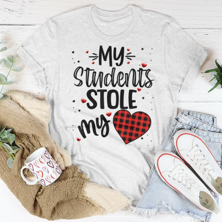 My Students Stole My Heart Teachers Plaid Valentines Day Women T-shirt Funny Gifts