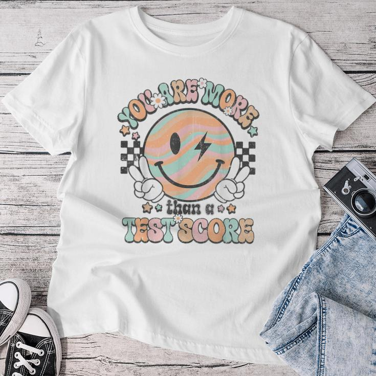 Teacher Groovy Smile You Are More Than A Test Score Testing Women T-shirt Unique Gifts