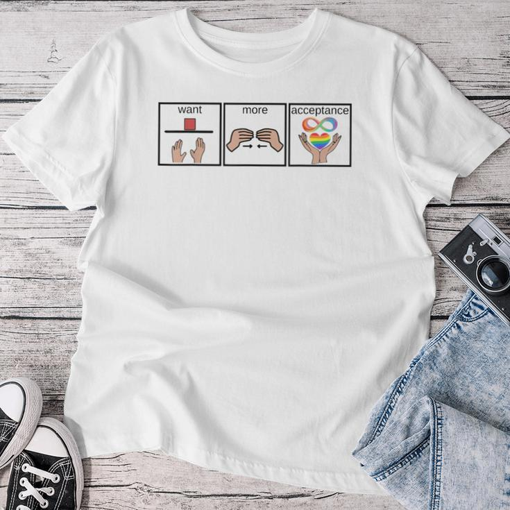 Want More Acceptance Sped Teacher Autism Awareness Month Women T-shirt Unique Gifts