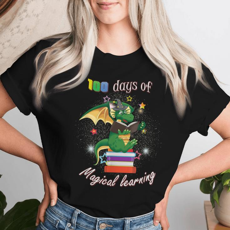 100 Days Of School Magical Learning Book Dragon Teacher Women T-shirt Gifts for Her