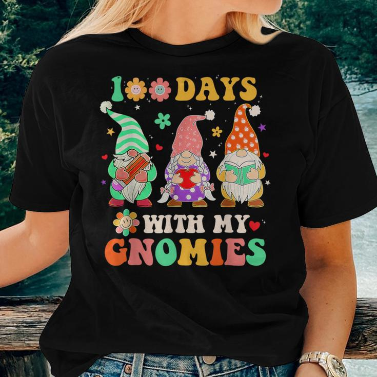 100Th Day Of School Gnome Teacher Student 100 Days Smarter Women T-shirt Gifts for Her