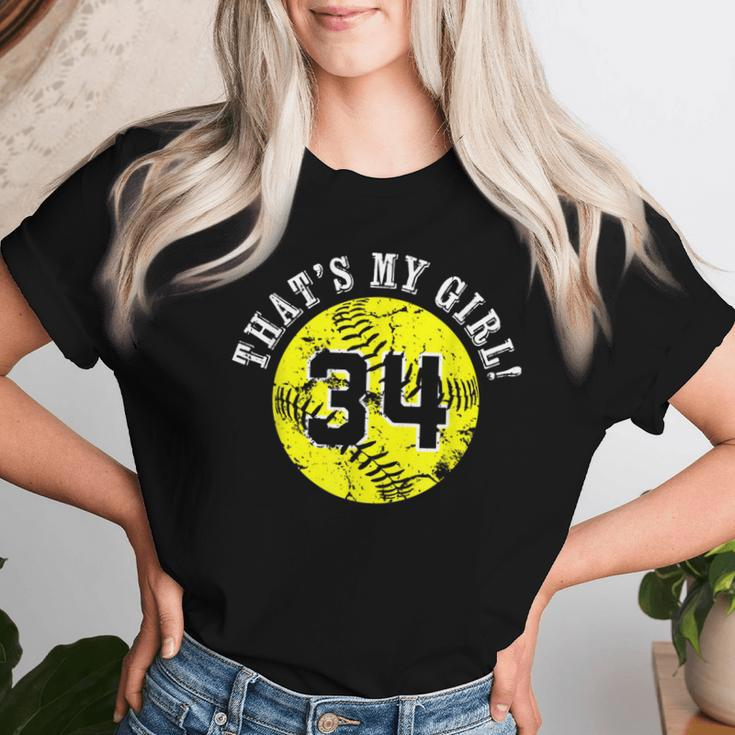 34 Softball Player That's My Girl Cheer Mom Dad Team Coach Women T-shirt Gifts for Her