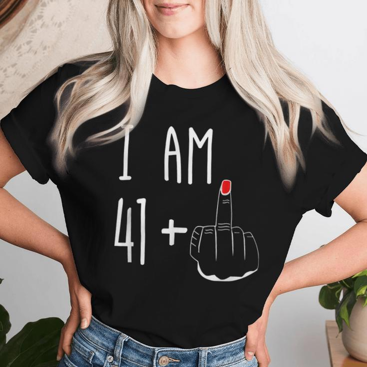 I Am 41 Plus 1 Middle Finger Girl 42Nd Birthday 42 Years Old Women T-shirt Gifts for Her