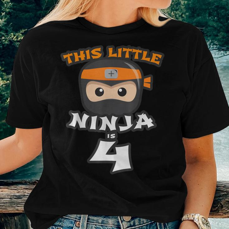 4Th Birthday This Little Ninja Is 4 Years Old Boy Girl Four Women T-shirt Gifts for Her