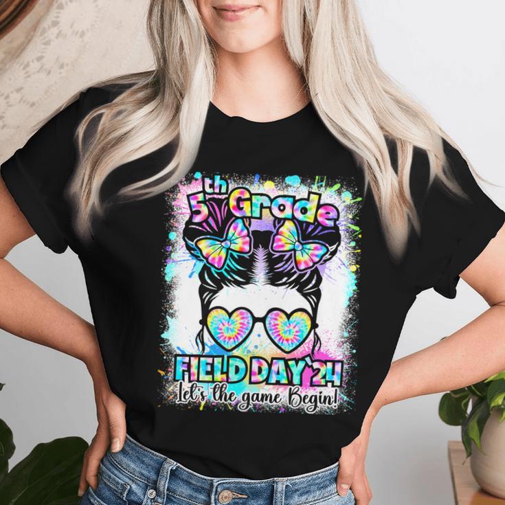 5Th Grade Field Day 2024 Let Game Begin Messybun Teacher Kid Women T-shirt Gifts for Her