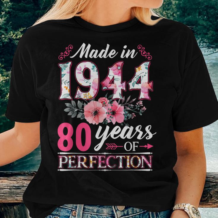 80 Year Old Made In 1944 Floral Flower 80Th Birthday Womens Women T-shirt Gifts for Her