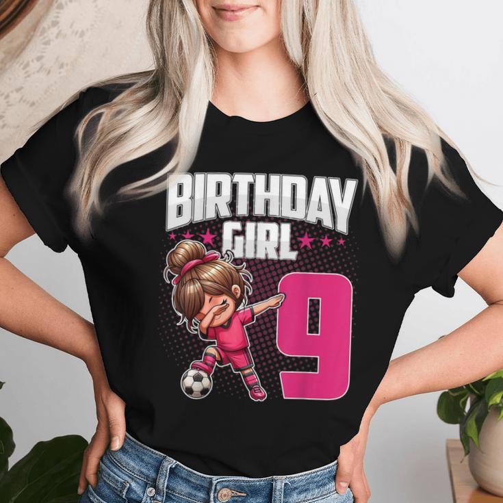 9 Geburtstag Mädchen Fußball Dabbing – 9 Jahre Altes Mädchen Geburtstag T-shirt Frauen Geschenke für Sie