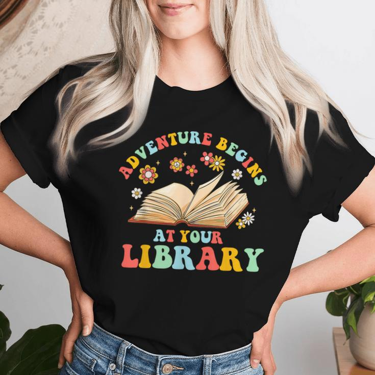 Adventure Begins At Your Library Summer Reading 2024 Groovy Women T-shirt Gifts for Her