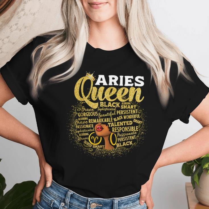 African American Zodiac Birthday Aries Queen Women T-shirt Gifts for Her