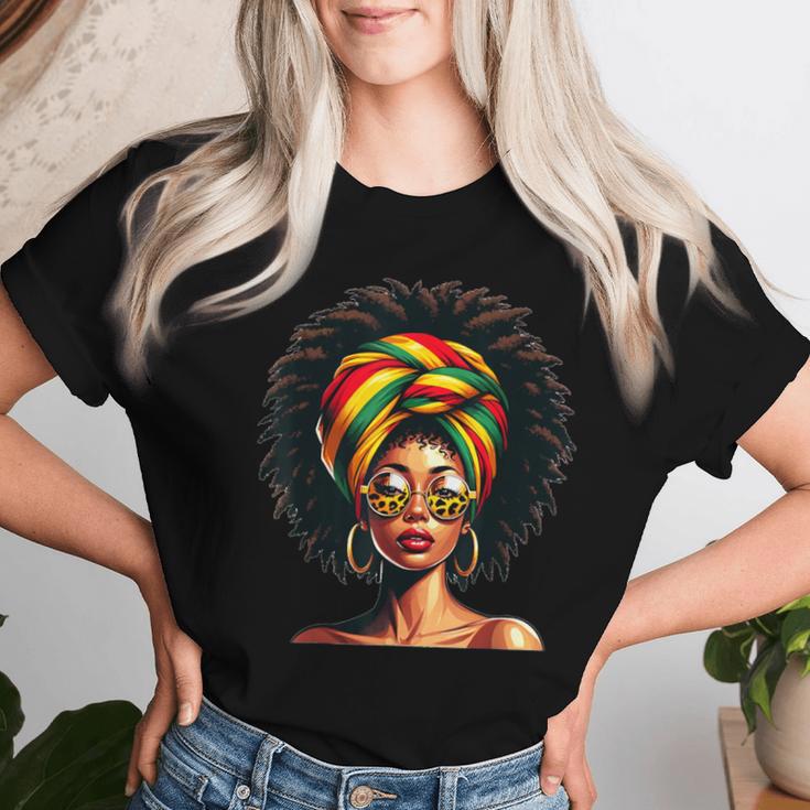 Afro Woman African Melanin Headscarf Nubian Black History Women T-shirt Gifts for Her