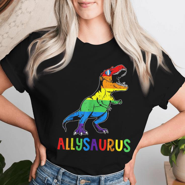 Allysaurus Lgbt Dinosaur Rainbow Flag Ally Lgbt Pride Women T-shirt Gifts for Her