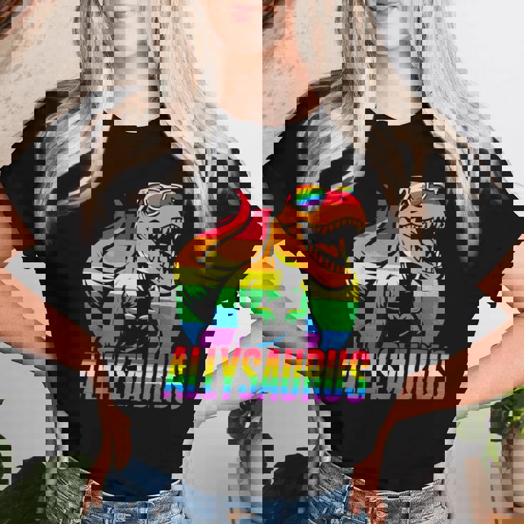 Allysaurus Lgbt Rainbow Flag Ally Dinosaur Lgbt Pride Women T-shirt Gifts for Her
