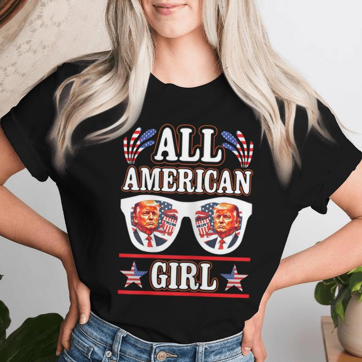 All American Girl Retro Love Heart Trump Usa American Flag Women T-shirt Gifts for Her