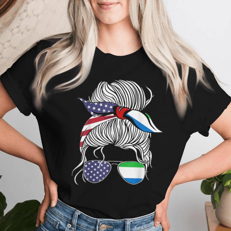 American Sierra Leonean Patriot Flag Girl Leone Grown Women T-shirt Gifts for Her