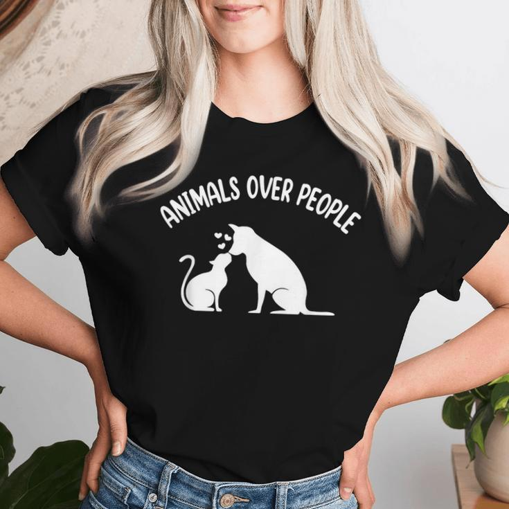 Animals Over People Animal Lover Vegan Plant Based Veganism Women T-shirt Gifts for Her