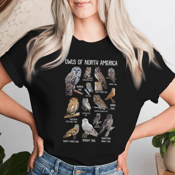 Animals Of The World Owls Of North America Owl Lover Women T-shirt Gifts for Her