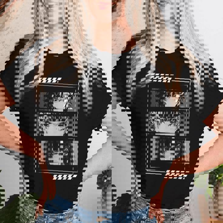 Anime Girls Eyes Soft Grunge Estética Japonés Manga Arte Camiseta de mujer Regalos para ella