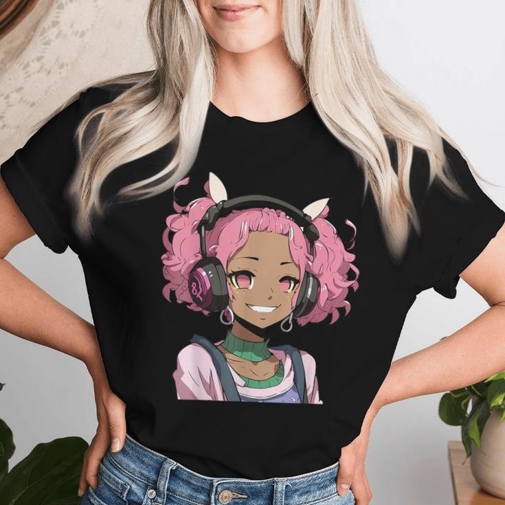 Anime And Music Black Girl Anime Merch Afro African American Women T-shirt Gifts for Her