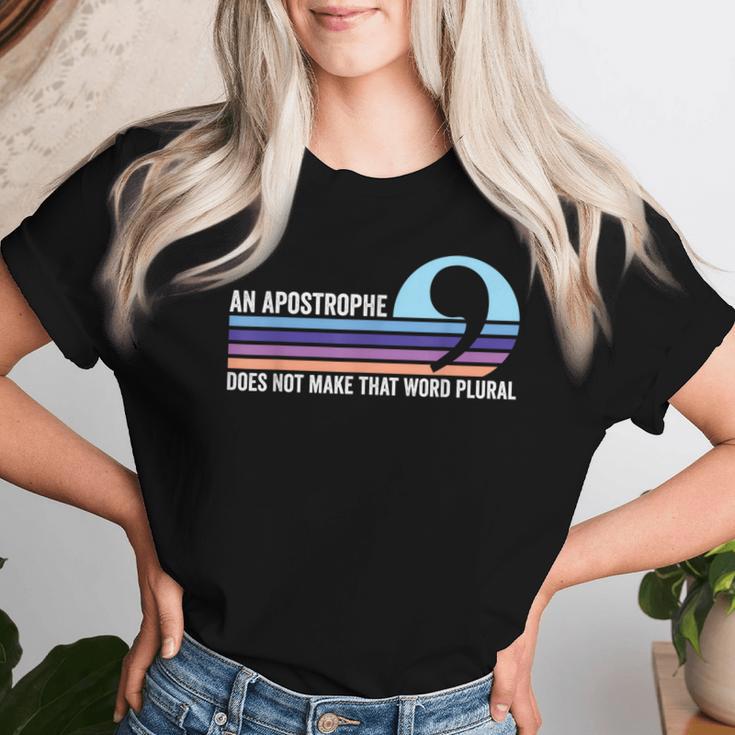 Apostrophe Does Not Make Vintage Stripe Teacher Women T-shirt Gifts for Her