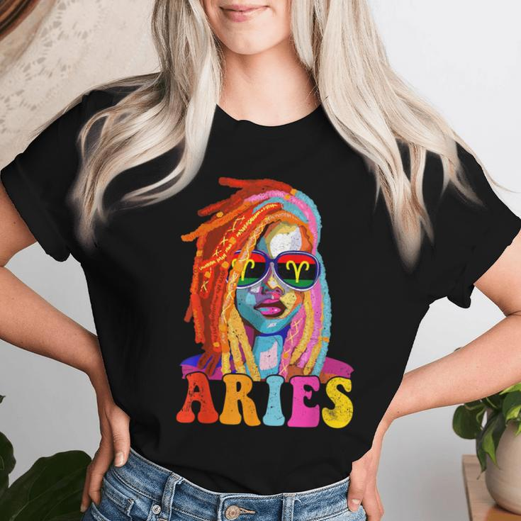 Aries Queen African American Loc'd Zodiac Sign Women T-shirt Gifts for Her