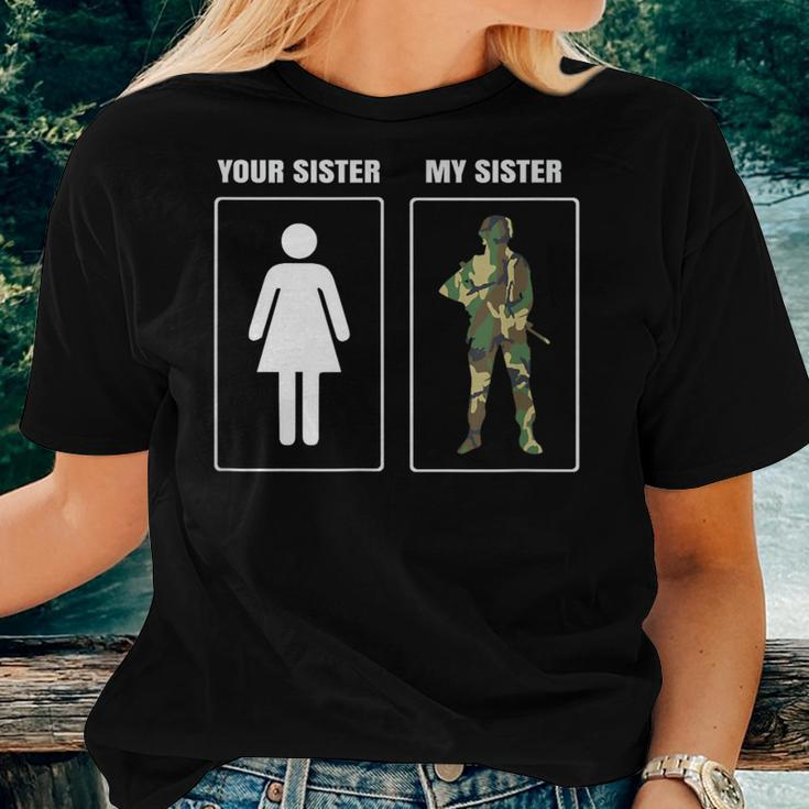Army Military Sister Appreciation Proud Brother Women T-shirt Gifts for Her