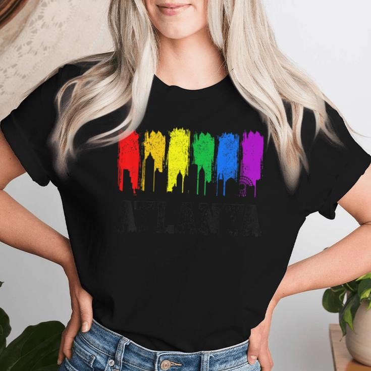 Atlanta Skyline Rainbow Atl Lgbtq Gay Pride Month Women T-shirt Gifts for Her