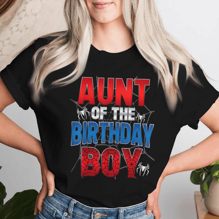 Aunt Of The Birthday Boy Matching Family Spider Web Women T-shirt Gifts for Her