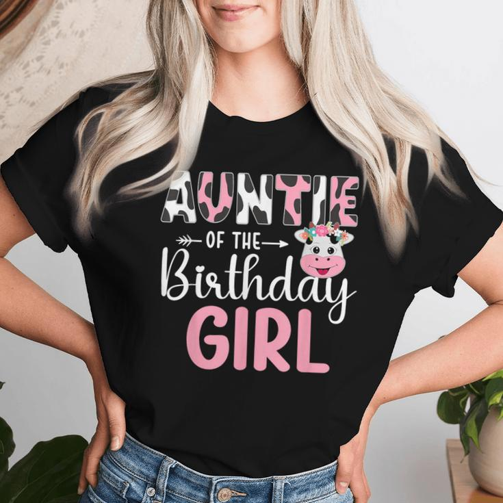 Auntie Of The Birthday Girl Farm Cow 1 St Birthday Girl Women T-shirt Gifts for Her