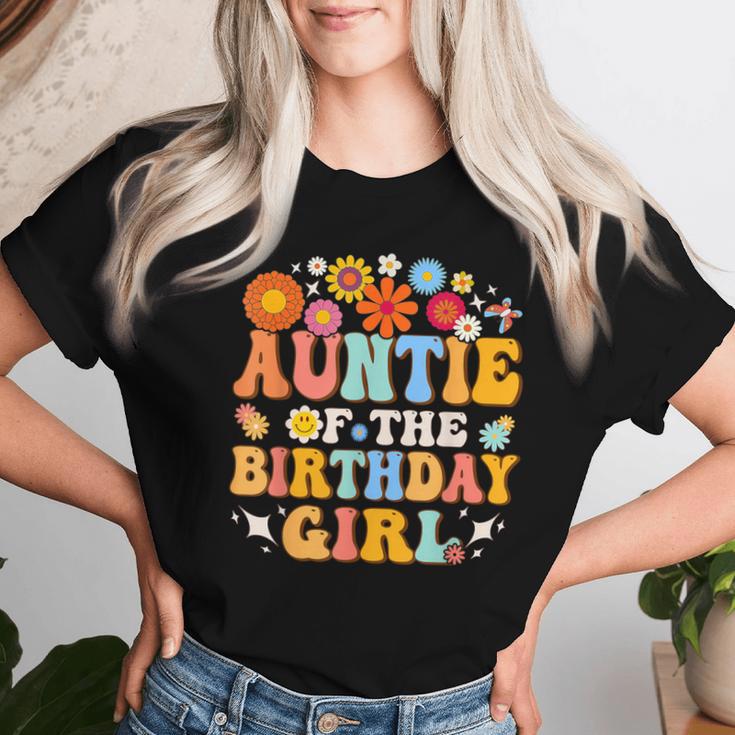 Auntie Of The Birthday Girl Groovy Themed Family Matching Women T-shirt Gifts for Her