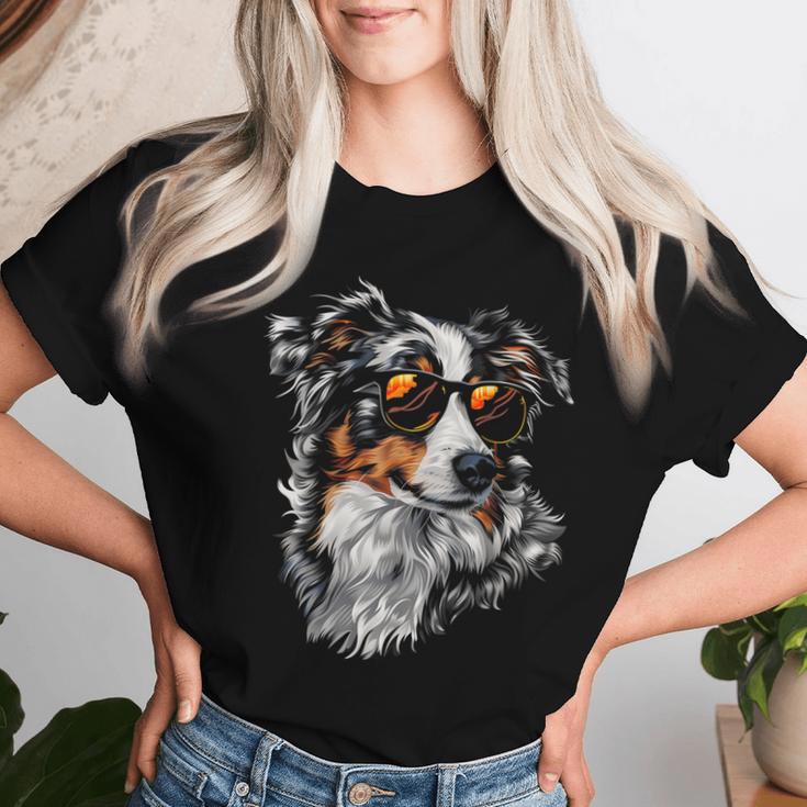 Australian Shepherd Sonnenbrille Lustig Hund Mama Papa T-shirt Frauen Geschenke für Sie