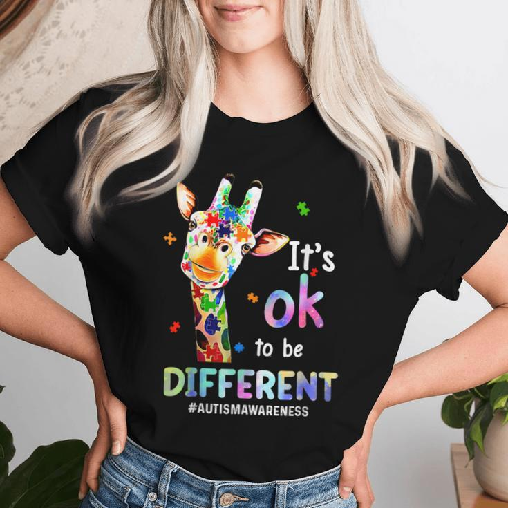 Autism Awareness Acceptance Giraffe Its Ok To Be Different Women T-shirt Gifts for Her