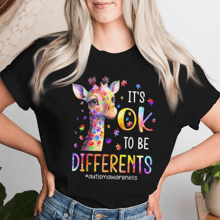 Autism Awareness Cute Giraffe Animal It's Ok To Be Different Women T-shirt Gifts for Her