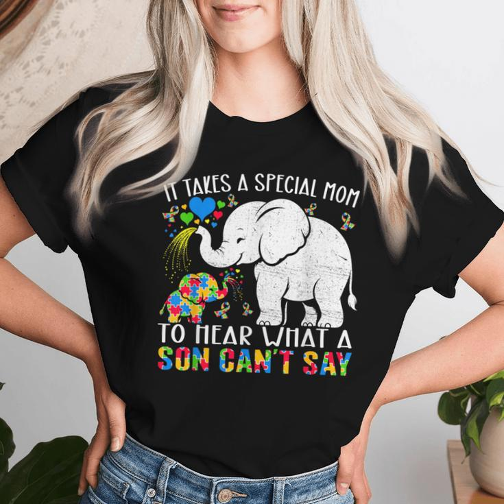 Autism Awareness Family Support Autism Mom Elephants Women T-shirt Gifts for Her